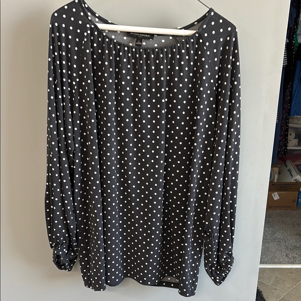 Banana Republic Dark Gray Puff Sleeve Blouse